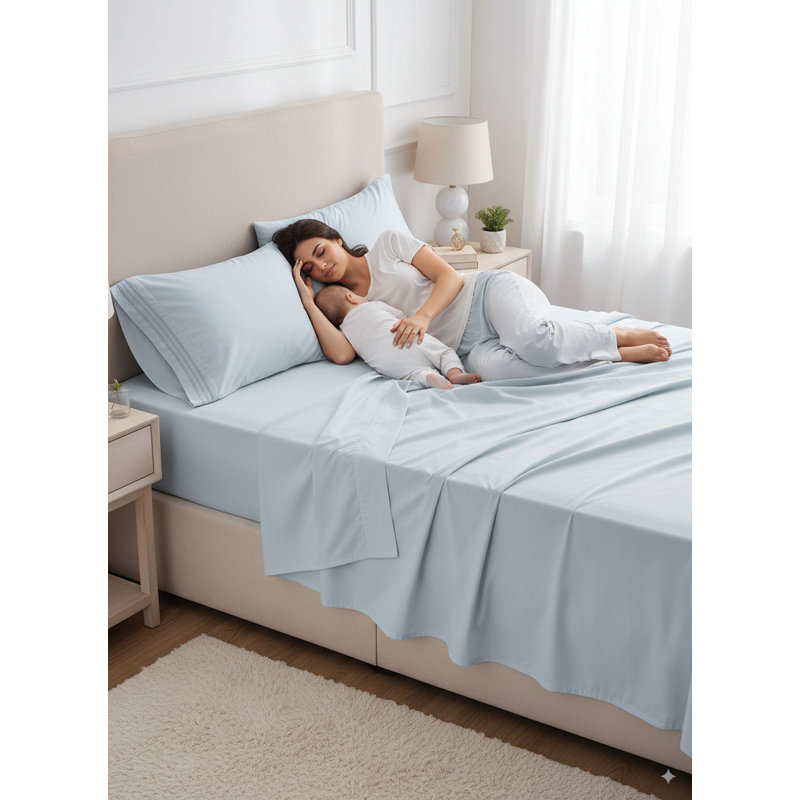 Rug Branch California Cotton Club 2 PC Queen Pillowcases – 600 Thread Count, 100% Long-Staple Cotton, Soft Sateen Weave, Breathable, Durable, Machine Washable – Light Blue