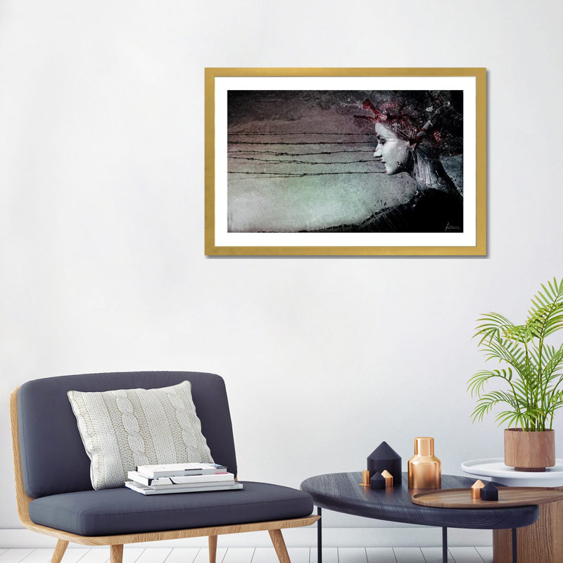 « You promise me a Symphony » par Mario Sanchez Nevado-impression d’art graphique, Papier encadré doré, Blanc
