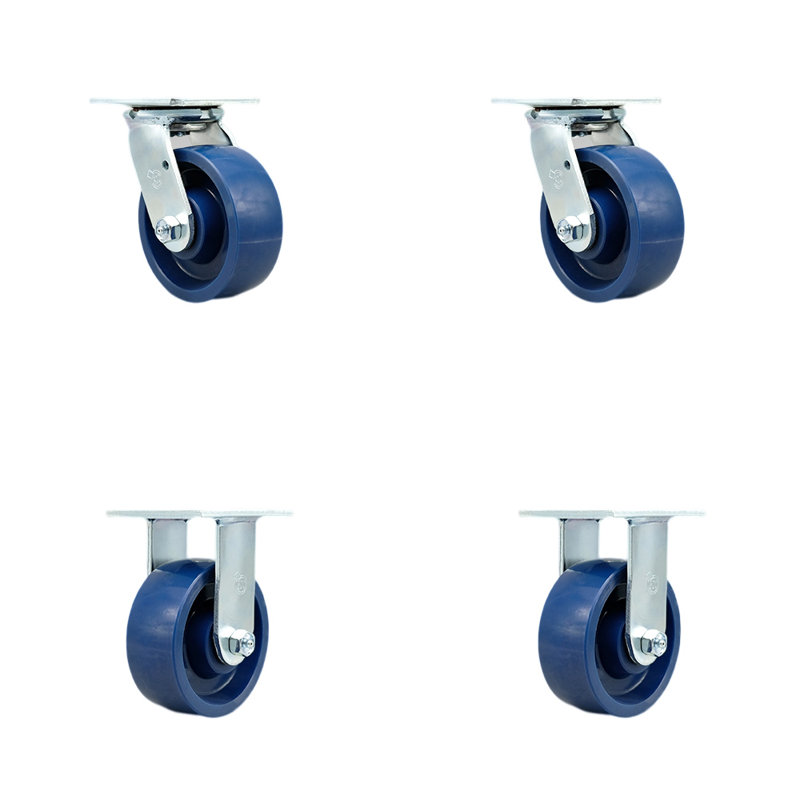 Ensemble de roulettes en polyuréthane solide de 5 pouces avec roulement à rouleaux 2 pivotant 2 rigides SCC