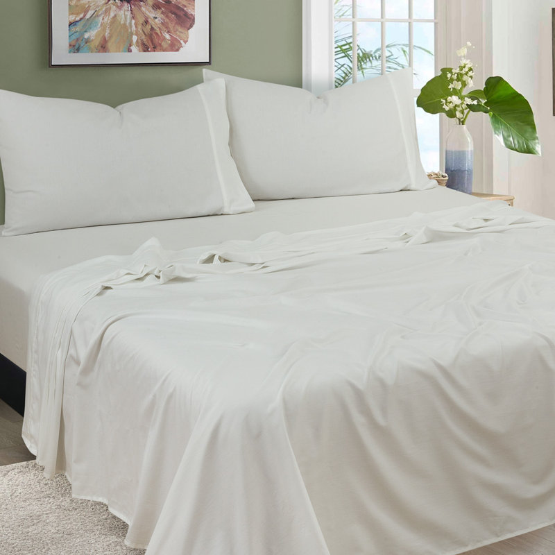 Ensemble de draps 400 fils Organic, Ensemble de draps pour grand lit avec 2 taies d'or