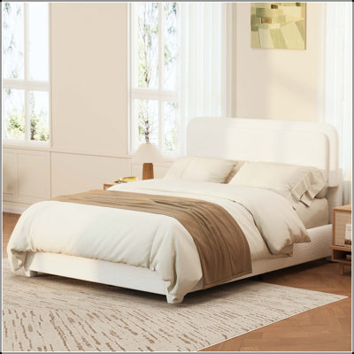 Full Bed with Adjustable Boucle Cloud Headboard