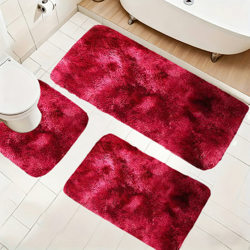 Ensemble de tapis de salle de bain 3 pièces, Rouge