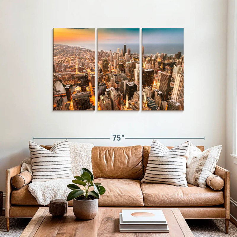 Sireci Downtown Chicago Sunset, 36" H x 57" W