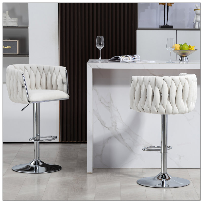 2 tabourets de bar pivotants à hauteur réglable, Blanc