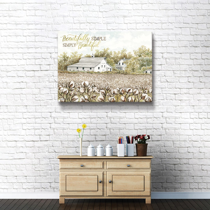 « magnifiquement simple coton farm »-impression, H 36 po x l 48 po x P 2 po, Toile tendue