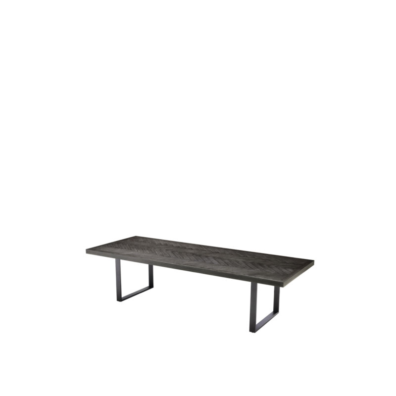 Borghese Solid Oak Dining Table, 45.2756" W x 118.1102" L, Charcoal Oak/Bronze