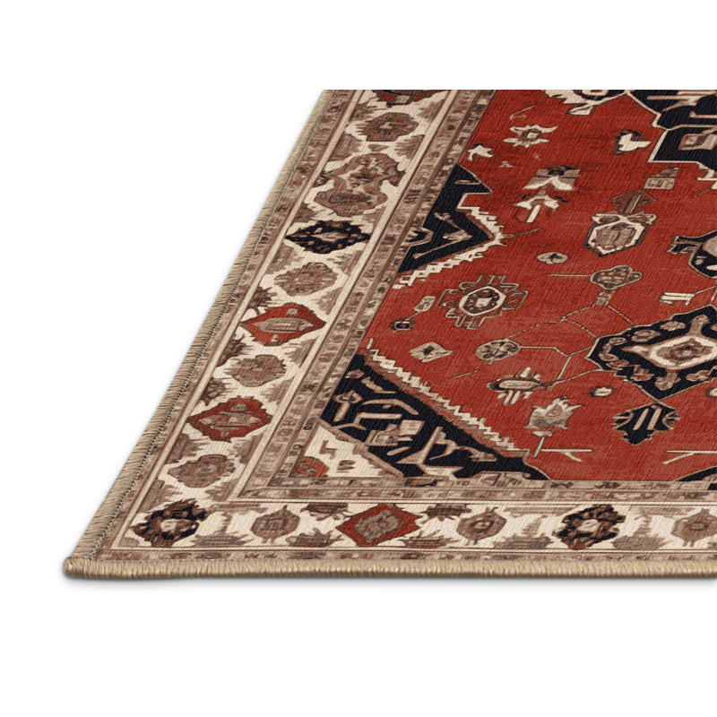 Tapis brun lavable à la machine, Rond 8 pi
