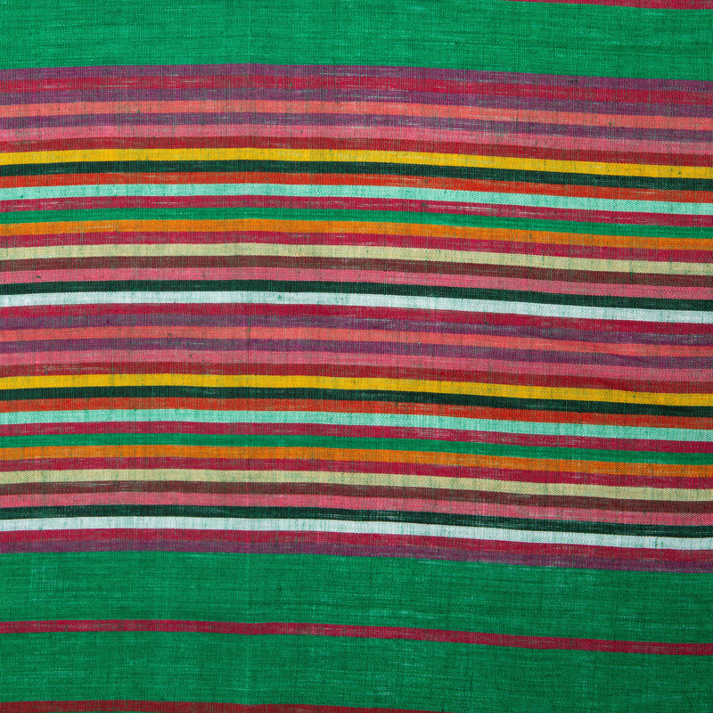 Linen Striped Square Napkin, Green/Red/Yellow