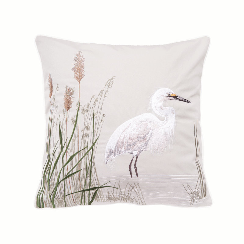 White Egret Pillow-Grey Right