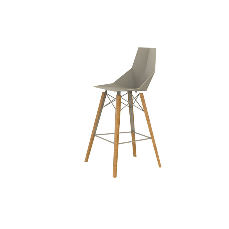 Faz Bar Stool with Solid Wood Frame, Ecru/Oak