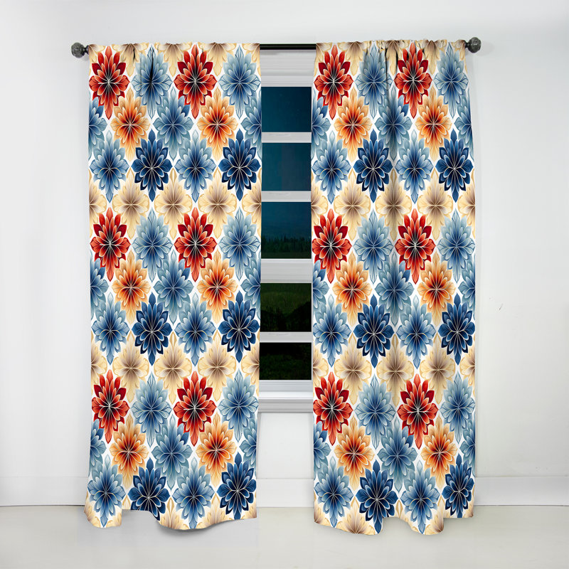 Moroccan Floral Botanical Pattern - Floral Curtain - Room Darkening Floral Curtain - 1 Panels, 52" W x 84" L