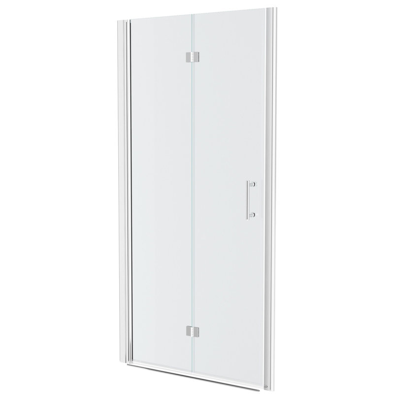 Porte de douche l 30 po x H 72 po, pliante, avec porte en verre trempé de sortie d'eau, d'espace et réglable
