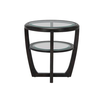 Cyndle Glass Top Cross Legs End Table with Storage -  Hokku Designs, D113A7F23C214B83B4DC55A07D53D59E