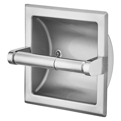 Wall-Mount Recessed Toilet Paper Holder With Mounting Bracket Made Of Metal, Tissue Paper Roll Holder 