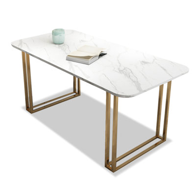 Nordic modern minimalist rectangular marble dining table