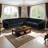 3-Piece Button Tufted Black Flannel Upholstered Sectional