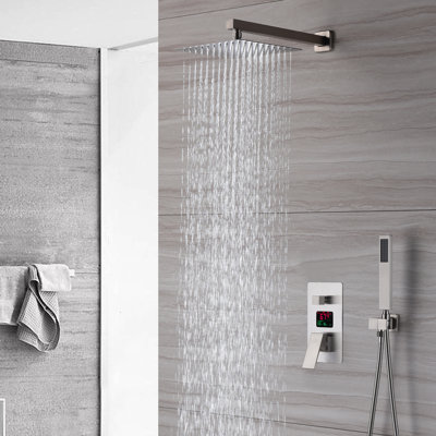 Wall Mounted Temperature Display Shower Faucet with Rough-in Valve