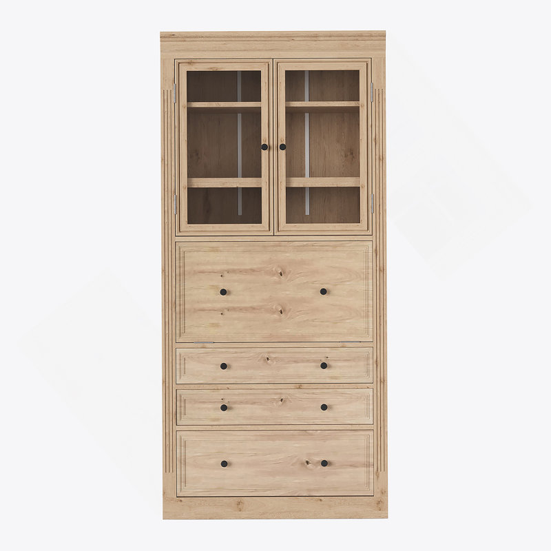 Armoire de rangement pour garde-manger autoportante avec tiroirs, tablettes réglables et prise de courant pour la salle à manger et le salon