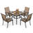 5-Piece Patio Outdoor PVC-coated polyester and Metal Dining Set with Umbrella Hole and Faux Wood Tabletop