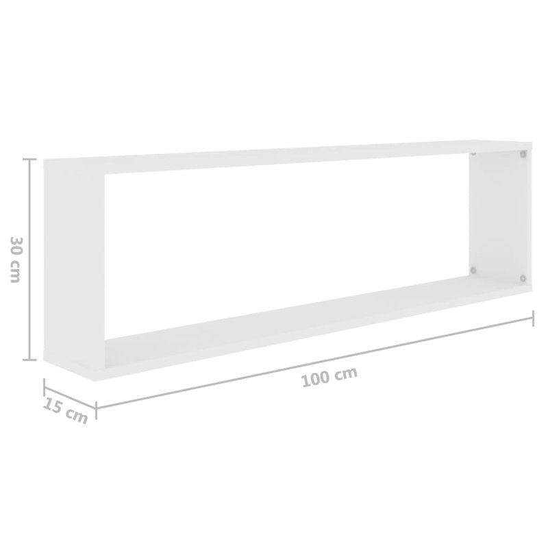 Aycel 2 Piece Cube Shelf, White, 30cm H x 100cm W x 15cm D