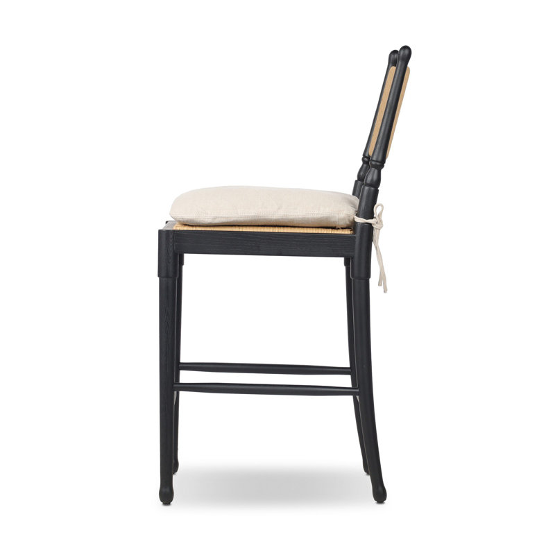 Fayth Stool with Cushion, Counter Stool (25.5” Seat Height)”, Stained Black Ash Frame
