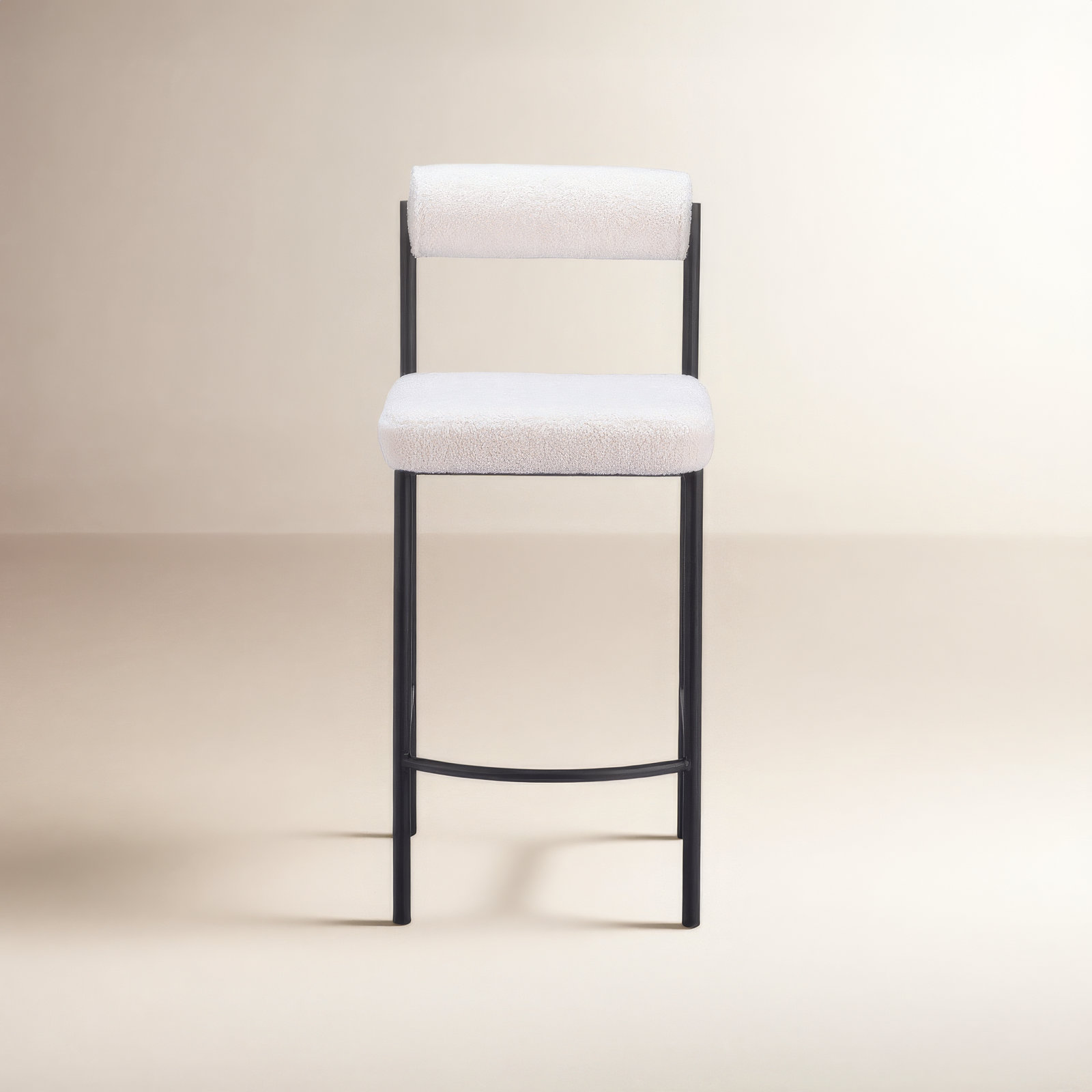 Livorno Short Counter Stool, Counter Stool (26" Seat Height), White, Black