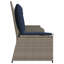 Banc de jardin vidaXL avec coussin en rotin gris et bleu marine-118101805