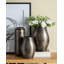 Élégant vase ovale ciselé en aluminium de 9,5 x 5,5 x 12 pouces, parfait pour les décors modernes et les arrangements floraux