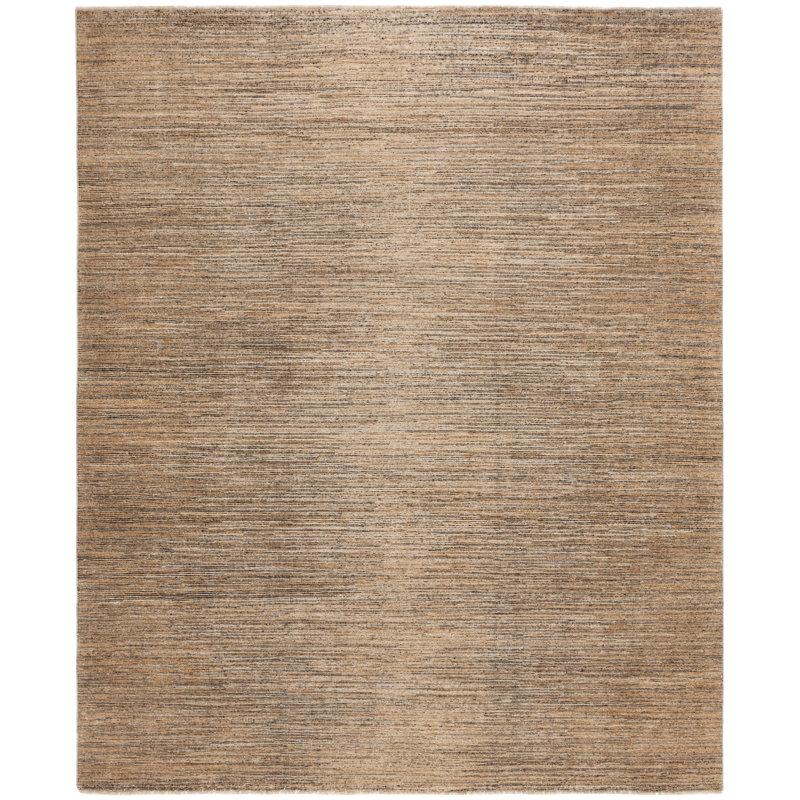 Gray and Beige Hand-Knotted Wool and Viscose 8' x 10' Rug