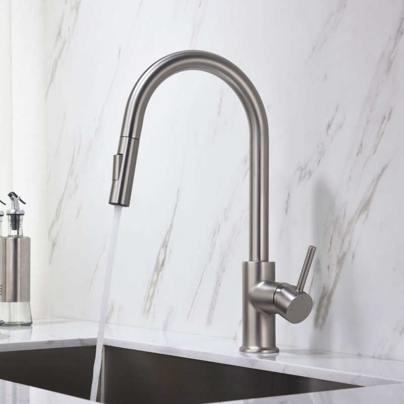 Pull Down Single Handle Kitchen Faucet, Brushed Nickel