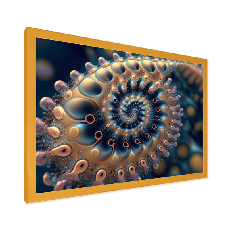 «Pastel Fractal Infinity I», art mural moderne sur toile géométrique, L 44 po x H 34 po, Cadre d'angle fermé doré