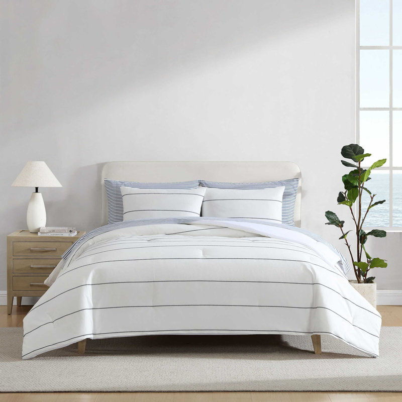 Ensemble de housse de couette en coton Nautica, Housse de couette simple + 1 taie décorative stan