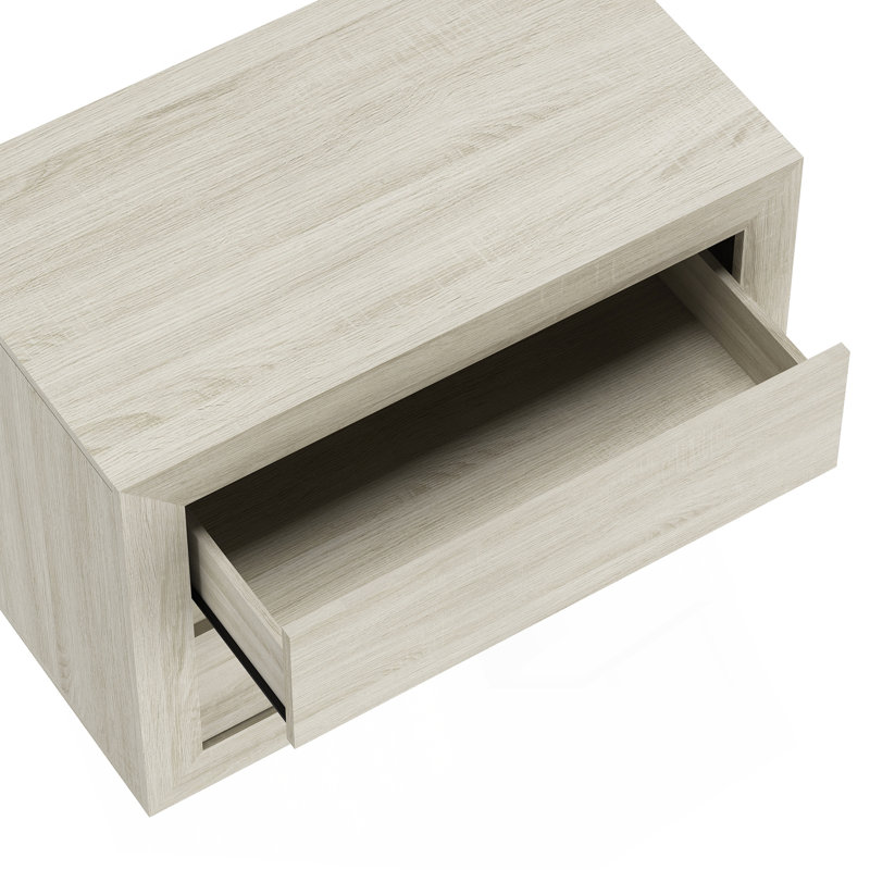 Table de chevet en chêne blanchi, H 24 po x l 32 po x P 18,3 po, Chêne clair
