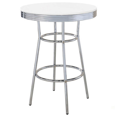 Werner Glossy White And Chrome Round Bar Table