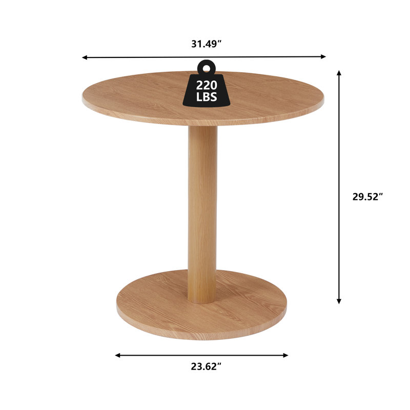 Haben Round Pedestal Dining Table, 29.52"H x 31.49"L x 31.49"W, Natural