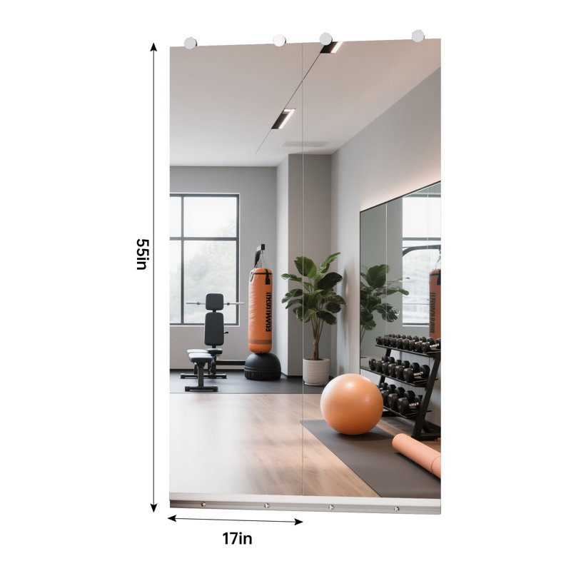 Tempered Glass Full Length Mirror - Large Rectangle Wall Mounted Mirror for Home Gym, Dance Studio & Living Room - Shatterproof, HD Reflection, Easy to Install