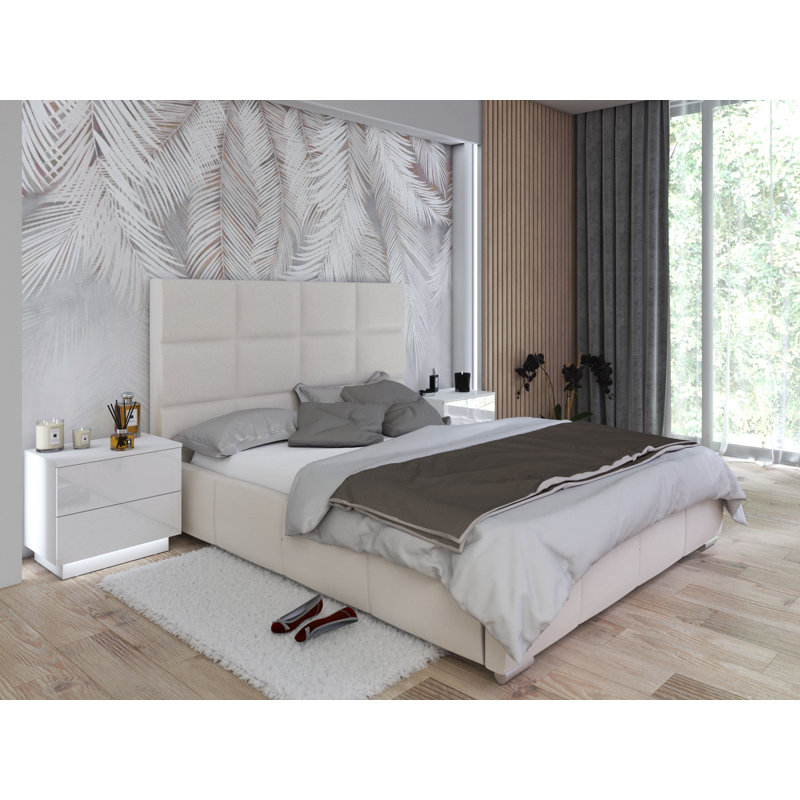 Bed Lemuel with Storage, 140cm x 200cm, Beige