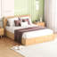 Queen Size Platform Bed With 2 Drawers And Storage - Breathable Design Natural Look