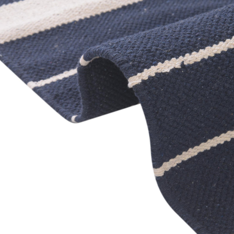 Iustin Cotton Striped Indoor Rug, Square 7'1"