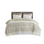 Ensemble de housse de couette pour lit très grand / très grand 3 pièces - coton avec chenille, imprimé, dossier uni taupe, attaches de coin intérieures, capitonnage en chenille à fermeture à boutons, motif et blanc-117331881