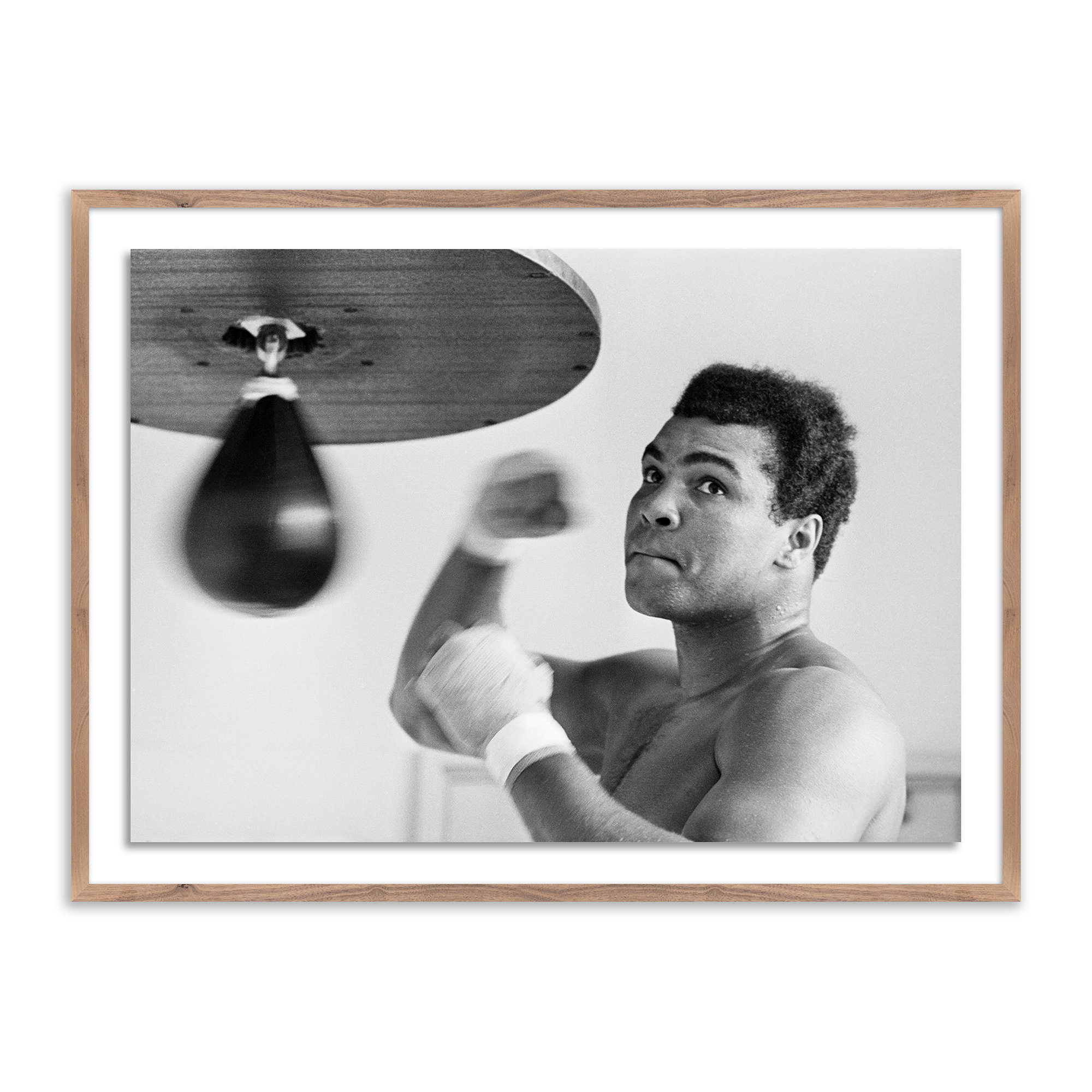Muhammad Ali Punching Bag by Getty Images, 24" H x 32" W, Rustic Walnut Framed