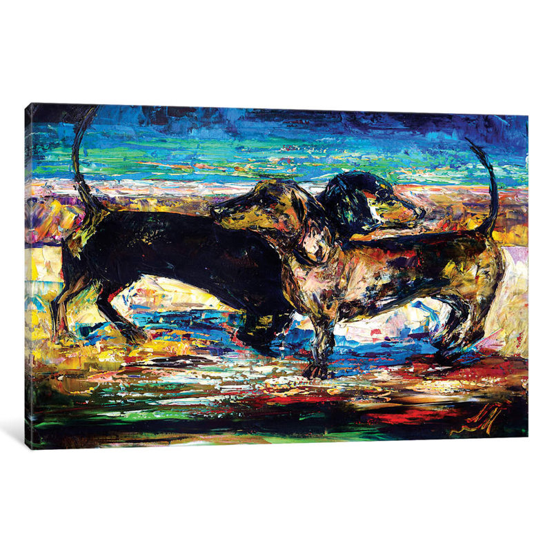Peinture de sœurs sur toile tendue, H 18 po x l 26 po x P 1,5 po, Toile avec cadre noir, Pas de tapis