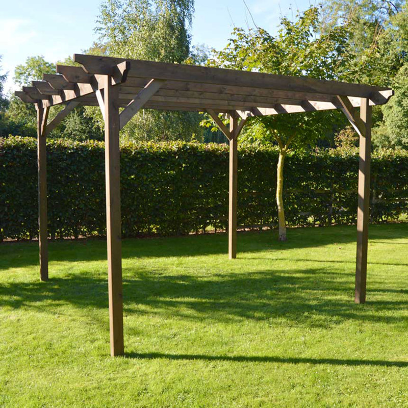 Randi Manufactured Wood Pergola, 270cm H x 420cm W x 420cm D, Rustic Brown