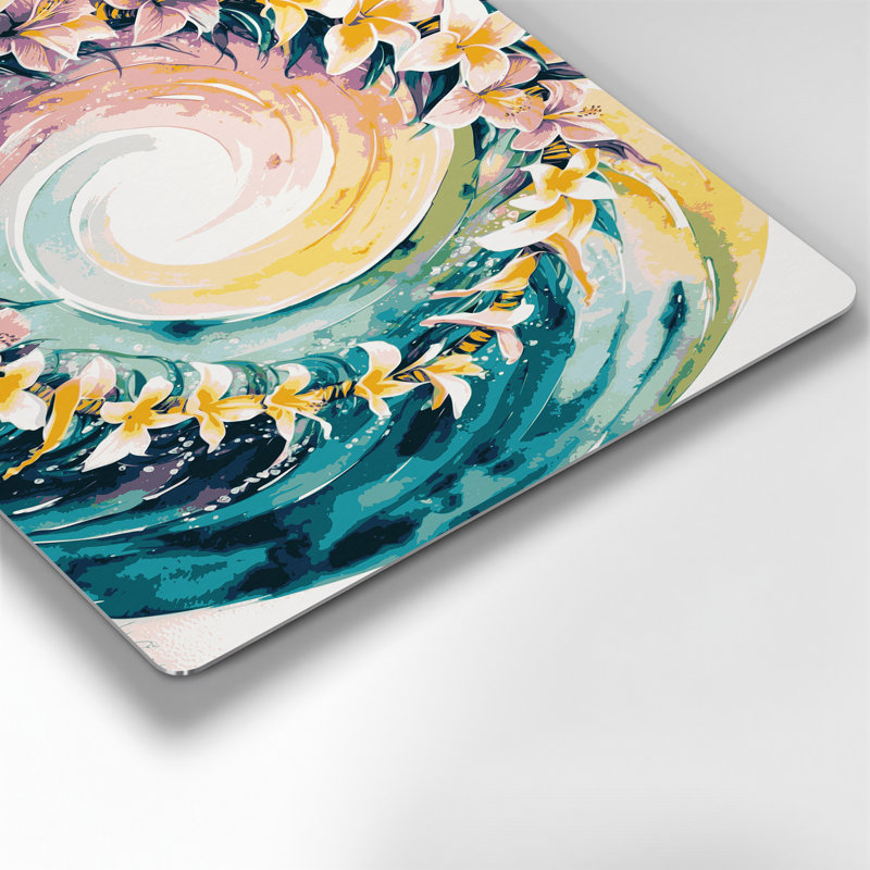 Art mural hawaïen en métal beige Leis, H 12 po x l 18 po