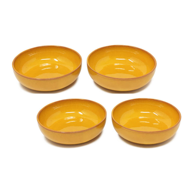Selena - Shallow Bowl 14cm - Blue - Set Of 4, Orange