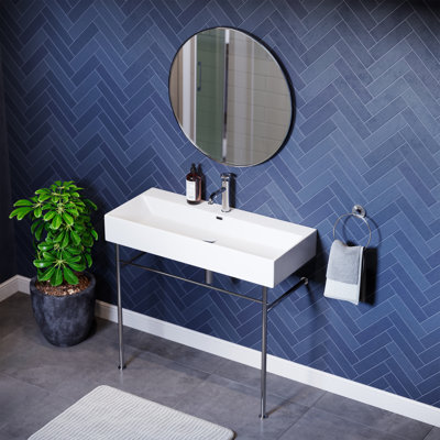 Claire 40 Ceramic Console Sink White Basin