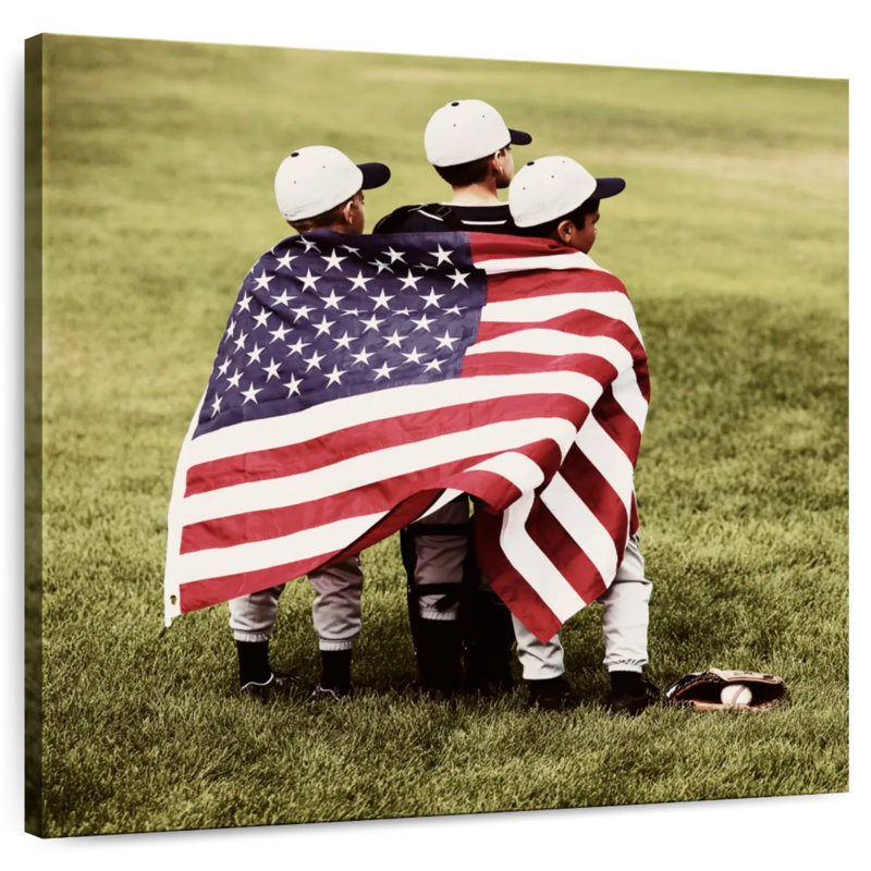 Borges Baseball Kids avec le drapeau américain, H 24 po x l 24 po