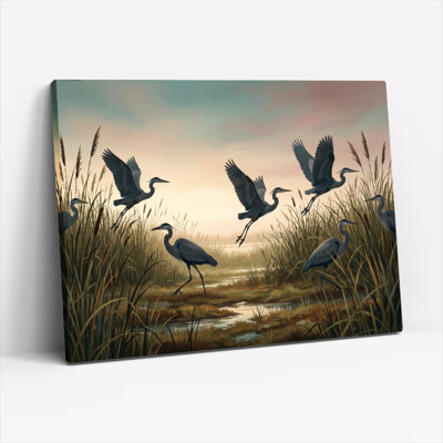 Birds In Flight Canvas Wall Art Oil Painting Print Set Of 1