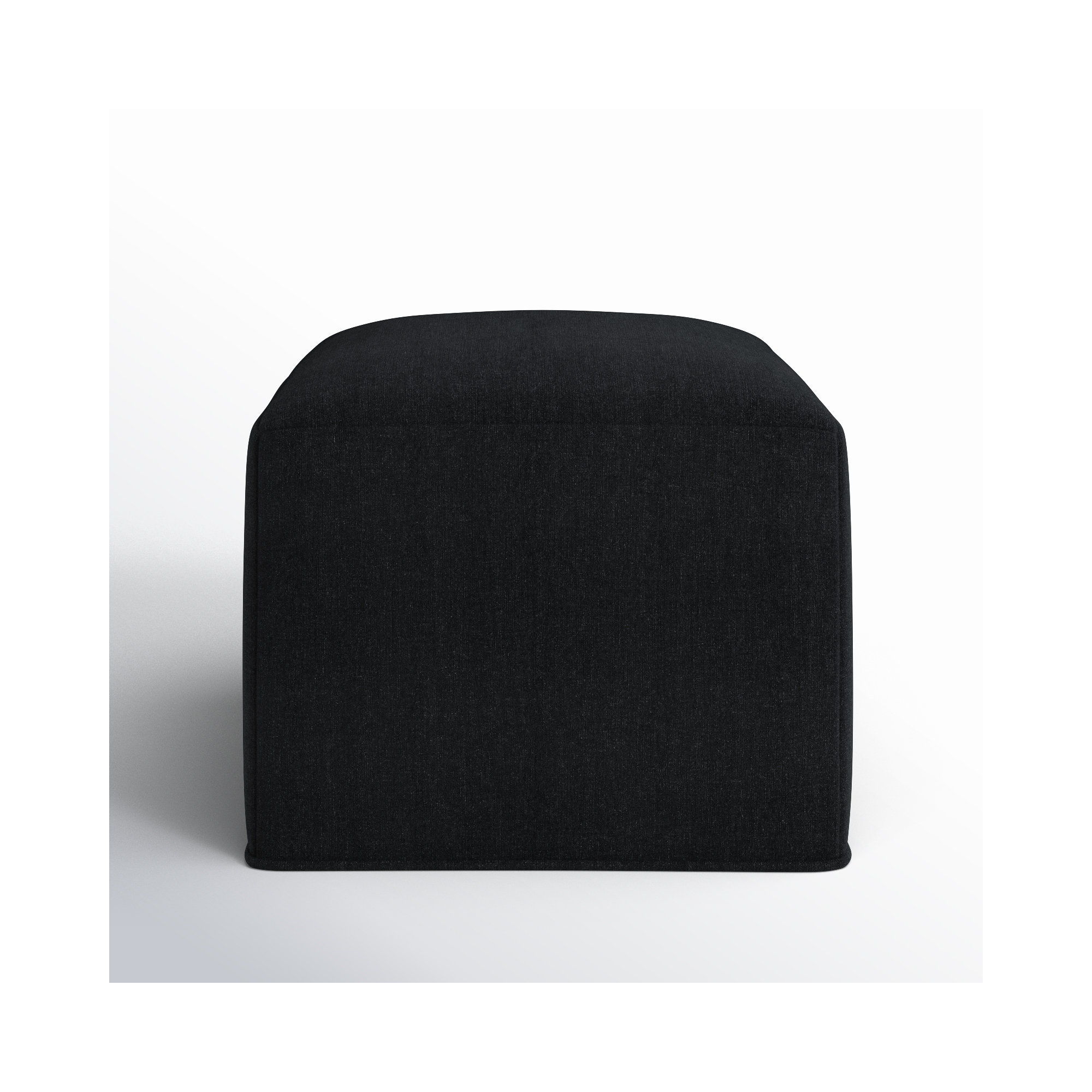 Praia Sunbrella® Upholstered 22" Ottoman, Canvas Black Sunbrella® Canvas
