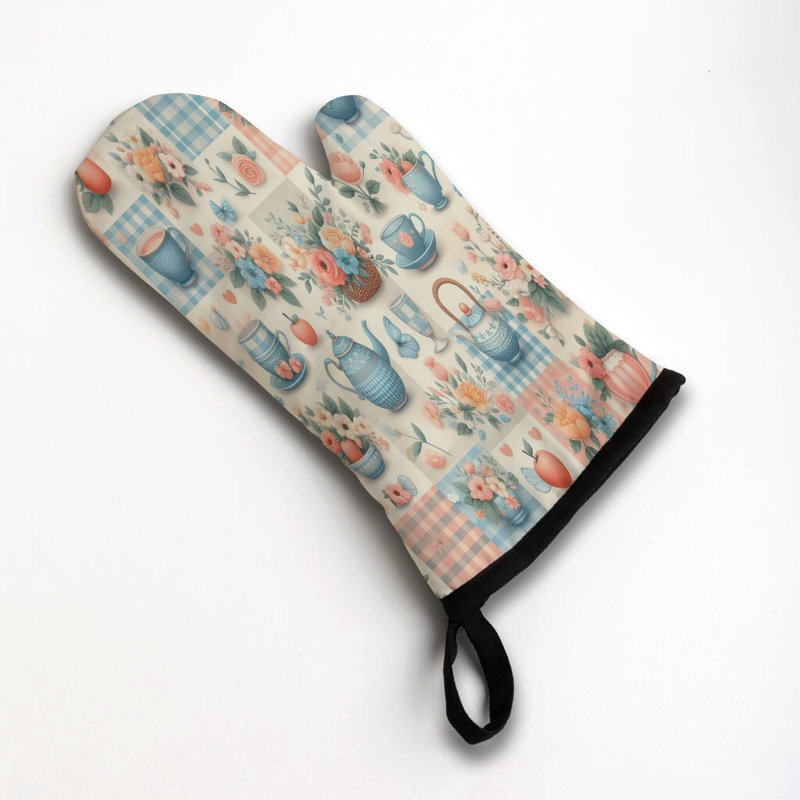 Spring Check Collection Oven Mitt Cotton Twill